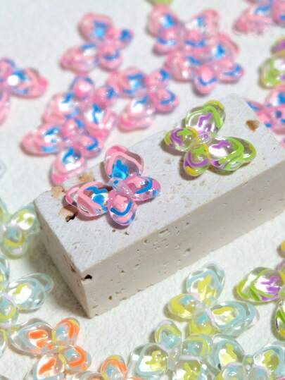 10 sztuk różnych małych akrylowych przezroczystych koralików motylkowych DIY pasek do telefonu, brelok, bransoletka, długopis materiały dekoracyjne akcesoria