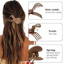 French Concord Flat Hair Clips - 6PCS Curved Hair Claw No Slip Hair Clips Volume Strong Hold Clip Hair Claw For Women Girls (Matte Duckbill(Medium, 3.3")){"Color_name":"MatteDuckbill(Medium"} - MatteDuckbill(中) - 查看 6