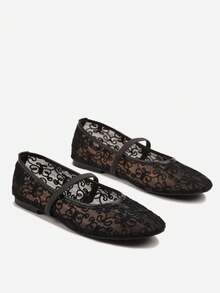 Transparente Ballettschuhe mit Riemen und Stickerei verziert - Schwarz - Übersicht 5