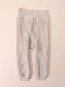 1pc Baby Girls' Cotton Thick Warm Leggings, Solid Color Fleece Tight Pants, Simple & Comfortable, Suitable For Winter