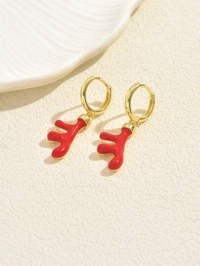 1 Paar bunte Tropfölhirschhorn-Creolen, süße und niedliche Weihnachtsohrringe, geeignet für Frauen als Partytragen an Feiertagen