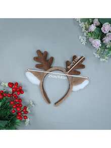 Christmas Reindeer Antler Headband, Cute Plush Reindeer Ear Hair Hoop, Cosplay Accessory Prop, Handmade Realistic Animal Ear Headpiece - Multicolor - View 3