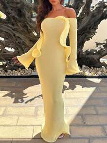 Vestido de punto sólido con trenzado de estilo minimalista francés elegante y casual de StyleQye, adecuado para vacaciones