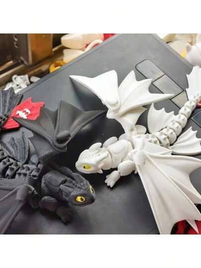 3D Printed Toothless Figurine - Night Fury Collectible Model For Fans & Decoration 3D Printed & Stormfly Statue - Detailed Action Figure For Home & Office Decor HTTYD Hiccup Horrendous Haddock III 3D Printed Figurine - Collectible Dragon Rider Model Gift For Kids & Adults