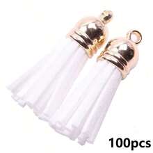 20/50 件皮革流苏饰物金银帽耳环流苏钥匙扣吊坠带绒面革流苏 DIY 珠宝配饰