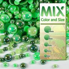 51g Half Round Pearls For Crafting Light Green Emerald Green Set Colorful 4-10mm Mix Sizes Flatback Beads Charms For Nails Face Eyes Makeup Tumblers Bottles Mugs DIY Crafts Clothes Shoes Phones{"Color_name":"ForestSpiriteGreenAbSeriesMix","Size_name":"4-10mmPearls"} - 森林精靈綠色Ab系列混合 - 查看 3