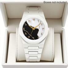 Unisex White Rubber Strap Quartz Watch, Sports Casual Style, Novel Design, Adjustable Strap, Round Dial With Rivets, Suitable For Daily Wear, Birthday Gift, Party, Holiday Gathering, Ideal Choice For Yourself Or Friends. (Box Not Included) - White - View 11