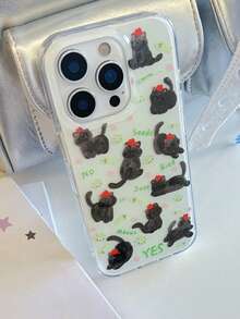 1pc Cute Cartoon Cat Design Phone Case, Suitable For IPhone 17 Pro Max, 15, 16 Pro Max, 14 Pro, 13 Pro Max, 13/14, Shockproof, Girly Style