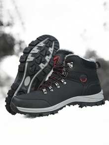 1 Pair Men's Boots, 1 Pair Snow Boots, 1 Pair Men's Shoes, 1 Pair Women's Shoes, 1 Pair Women's Boots, Autumn/Winter Men's Boots, Women's Boots, Outdoor Casual Sports Shoes, Snow Sports Boots, Gray Boots, Lace-Up Non- Boots, Fashionable Platform Boots, High-Quality Winter Boots, Hiking Boots, Temperature-Retaining Boots, High-Quality Long Fur Lining Boots, Luxury Shoes, Large Sizes 36-48, Christmas Gifts For Family And Friends - Black - View 5