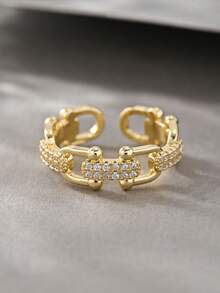 1枚微镶锆石戒指，适合女性日常佩戴，也适合约会、度假和婚礼等场合。 - 金色 - 查看 1