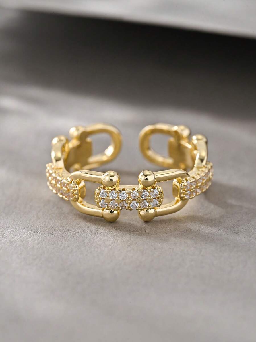 1枚微镶锆石戒指，适合女性日常佩戴，也适合约会、度假和婚礼等场合。 - 金色 - 查看 1