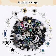 3D Flower Nail Charms Set,150pcs Mixed Size Camellia Rose Resin Charms,150pcs Mixed Size And Color Leaves,100pcs Round White Pearl Beads For Nail Accessories Nail Art (23-Metal-Black){"Color_name":"Metal-Black"} - 金屬黑 - 查看 3