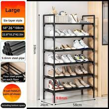 3-8 Tier Reinforced Simple Shoe Rack, 45/58cm Length, Multi-Layer Shoe Storage Organizer, Dust-Proof, For Home, Dorm, Rental, Entryway, Black