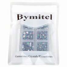 Bymitel 5000 Pieces 6 Mixed Sizes Glue Fix On Glass Rhinestones Round Crystal Gems Flatback For DIY Jewelry Making With One Picking Pen(6-Sizes 5000PCS, Green Volcanic){"Color_name":"GreenVolcanic","Size_name":"6-SIZES5000PCS"} - 綠色火山6尺寸5000件 - 查看 6