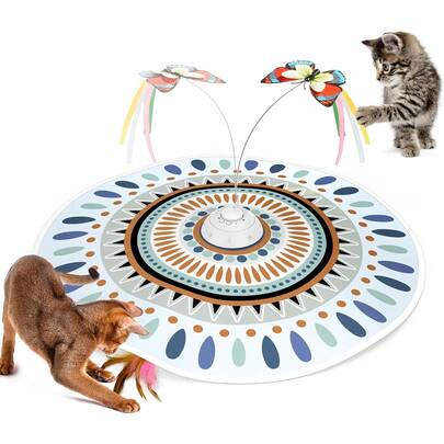 Chargeable 3-In-1 Hide And Seek Cat Toys For Kittens, Interactive Automatic Play, Fluttering Butterfly, Moving Wand Feather, Indoor Kitty Exercise 22.8 Inch Cover For All Breeds