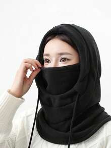 1 件黑色可调节羊毛保暖拉法帽，防风滑雪面罩颈部保暖器，圣诞节 - 彩色 - 查看 3