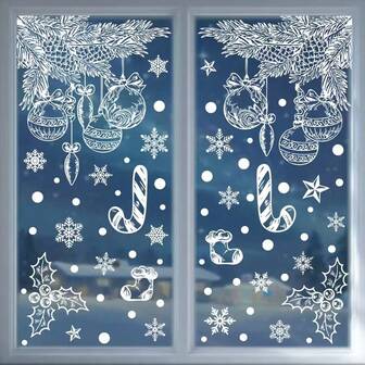 2 st jultema fönsterdekaler, vit jultomte, snögubbe, ren statiska fönsterdekaler, vinterjul dekorativa klistermärken för hem, hotell, köpcentrum högtidsdekor juldekorationer juldekoration juldekorationer hem rumsdekor heminredning