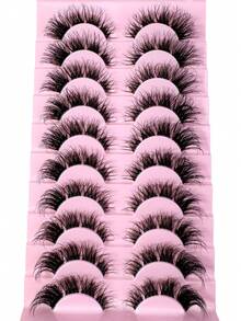 New 10 Pairs Soft Transparent Band False Eyelashes Cat Eye Lashes, Natural 3D Fluffy,Transparent Band, Cluster Lashes, For Extension DIY For Daily Style Eye Makeup Reusable Fluffy Lashes - Black - View 5