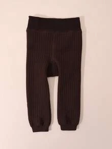 1pc Baby Girls' Cotton Thick Warm Leggings, Solid Color Fleece Tight Pants, Simple & Comfortable, Suitable For Winter