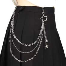 Star Pants Chain For Women Men Punk Layered Biker Hip Belt Chain For Jeans Pant Y2K Jewelry Wallet Pocket Accessories - style A - 查看 2