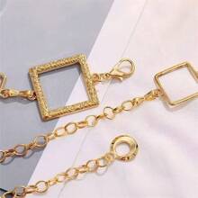 Cinto de Cintura Quadrado Geométrico, Corrente de Cintura de Metal da Moda com Gancho para Vestido, Camisa, Terno, Decoração de Cintura, Cintura Fina, Corrente de Cintura de Metal Exclusiva e de Alta Qualidade, Corrente de Calça, Acessório Versátil de Roupa de Cintura, Cinto de Cintura Padrão Geométrico Boêmio, Popular em Todas as Estações