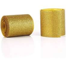 Holographic Solid Shiny Glitter Grosgrain Ribbon 3 Wide Handmade Hair Bow Clip and Festival Wedding Party Birthday Bridal Shower Decoration 5 Yards, Gold - 5 yardas + Dorado - Ver 1