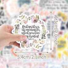 50pcs Inspirational Bible Verse Stickers, Jesus & Faith Themed Decals, Matte Finish, Single Use, Irregular Shape, English Text, For Notebooks, Water Bottles, Luggage - Religious Paper Stickers Pack
