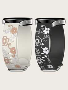 2 Confezioni da 20mm Cinturini Compatibili con Galaxy Watch 7/FE 6 5 4 40mm 44mm, Galaxy Active 2, Cinturino Orologio da 20mm in Morbido Silicone di Ricambio per Donna, Cinturini per Orologio Boho Carini con Fiori di Bauhinia e Redbud Compatibili con Galaxy Watch