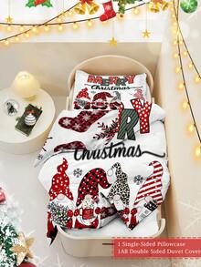 2PCS Christmas Duvet Cover Double-Sided Santa Claus, Sleigh ,Reindeer Print Soft Comfortable Duvet Cover Sets, Suitable For Bedroom, Guest Room, Hotel, School Dormitory, Home Decor Gifts For Christmas - Multicolor - View 2