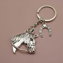 Simple Horse Head Keychain Pendant - 銀色 - 查看 9