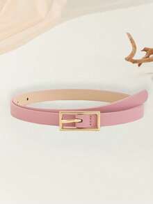 1 件女士休闲优雅金扣百搭浅色可爱甜美装饰腰带，适合连衣裙、牛仔裤、裤子日常使用秋季、秋季、万圣节 - 粉色 - 查看 9