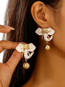 1 par de pendientes con borlas con diseño de elefante esmaltado vintage, lindos y creativos, adecuados para uso diario de mujeres y como regalo para fiestas