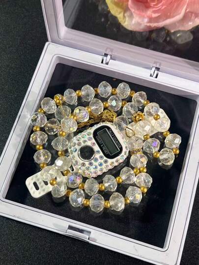 Kristallen kralen mala ketting + rozenkrans met strass steentjes, verkrijgbaar in meerdere kleuren, boeddhistische gebedskralen, een prachtig meditatieaccessoire, ook geschikt voor buitensporten.