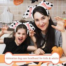 Dalmatian Dog Ears Headband Halloween Headband Dalmatian Dog Ears Adult With Tail Felt Sticker Halloween Costume Accessories Party Supplies