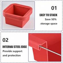 2 Cup Silicone Freezer Trays With Lid 4 Pack Silicone Soup Freezer Molds Soup Containers Make 4 Perfect Soups, Broths, Stews, Sauces, Curries(Red) - 單孔 4 件裝 紅色 - 查看 1