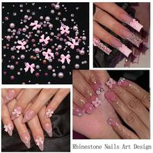 Nail Art Rhinestones Pink Bows Nail Charms Resin Clear Jelly Rhinestones Pearls Glitter Supplies Crystal Gems Mimi Diamond Accessories For Women Manicure Decorations Design{"Color_name":"Colorful-12"} - 彩色-12 - 查看 4