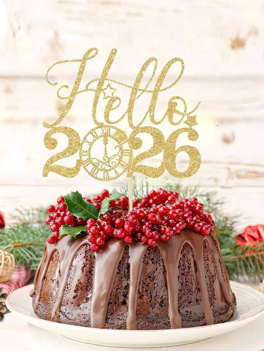 1pc Happy New Year Cake Topper, Suitable For Baby Shower, Birthday Party, New Year, Easter Party, Holiday Theme Party And Other Occasions - Multicolor - View 1