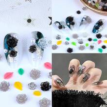 3D Flower Nail Charms Set,150pcs Mixed Size Camellia Rose Resin Charms,150pcs Mixed Size And Color Leaves,100pcs Round White Pearl Beads For Nail Accessories Nail Art (5-Camellia Black){"Color_name":"CamelliaBlack"} - 山茶花黑 - 查看 7