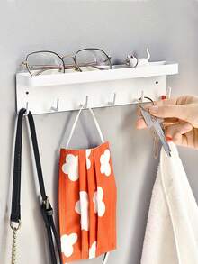 Wall-Mounted Key Storage Rack, Hook For Entrance Hall, Bedroom, Bathroom, Kitchen, No-Drill Door-Mounted Hanging Rack With Multiple Hooks - Multicolor - View 7