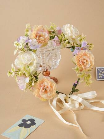 1 件女士牡丹花环、可爱樱花和雏菊波西米亚风头带