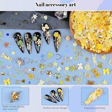 3D Flower Nail Charms Set,150pcs Mixed Size Camellia Rose Resin Charms,150pcs Mixed Size And Color Leaves,100pcs Round White Pearl Beads For Nail Accessories Nail Art (31-Metal-Yellow){"Color_name":"Metal-Yellow"} - 金屬黃 - 查看 5