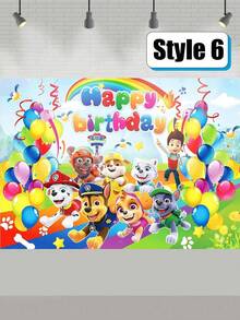 Paw Patrol Paw Patrol 1pc Paw Patrol Theme Photography Backdrop Cloth, Birthday Party Decoration Banner, Background Props, Atmosphere Background Cloth, Ceremony Background Cloth, Party Photo Banner