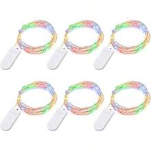 Fairy Lights CR2032 Operated, 6.6Ft2Meter 20 LEDs Micro Silver Wire String Lights Bedroom Party Wedding Decoration Warm White, 6 Pack