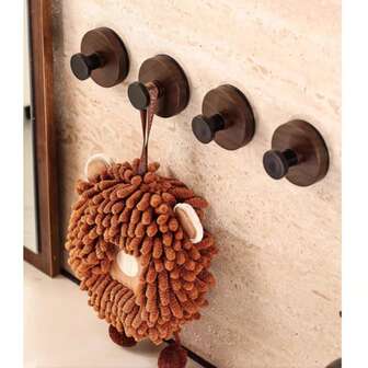 4pcs Walnut Door Rear Hook Load-Bearing Adhesive Coat Hook Wall-Mounted Wall-Mounted Adhesive Hook Hook Single Hook Hook (ABS Material, Water Transfer Process)