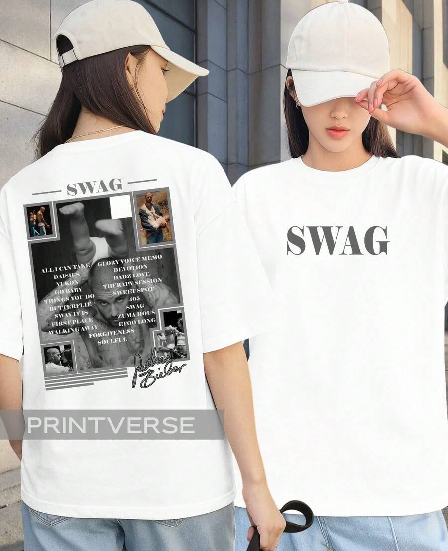 Camiseta  Swag Hailey Dança Rap Pop Música Álbum Camisa Unissex Plus Size Preta