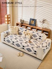 1 件波西米亚风格棉混纺天鹅绒提花防滑沙发垫,宠物友好,可机洗,适用于 1-4 座组合沙发,保护套,四季可用,居家装饰,高端感觉沙发套 - 彩色 - 查看 5