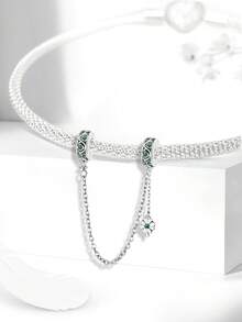 1pc Fashion Butterfly Safety Chain Pendant, Suitable For Women Bracelet DIY Jewelry - Silver - View 3