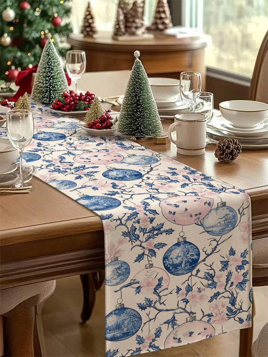 1 pièce Chemin de table boule de Noël, Chemin de table décoratif de Noël, Chemin de table aspect lin de Noël, Chemin de table, Chemin de table, 1 pièce Chemin de table, 4 pièces Sets de table, 1 pièce Housse de coussin, 3 produits disponibles, Décoration de maison saisonnière intérieure et extérieure pour l'hiver, Décoration de Noël pour la maison, Décoration de chambre de Noël, Décorations de fête de Noël