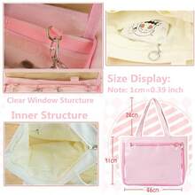 Ita Tote Bag Clear Window For Pins Shoulder Bag Handbag Bag DIY, Cosplay Stachel Totehalloween - 白色 - 查看 7