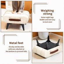 Portable Foldable Stool With Storage - Multi-Purpose Shoe Changing Bench, Ottoman Footstool With Waterproof Oily Waxy Skin Cover & High Rebound Sponge